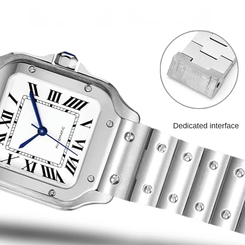 Stainless Steel Original Style Watch Strap Substitute Sandos Santos 100 Series Flat Interface Refined Seel Watchband 23mm