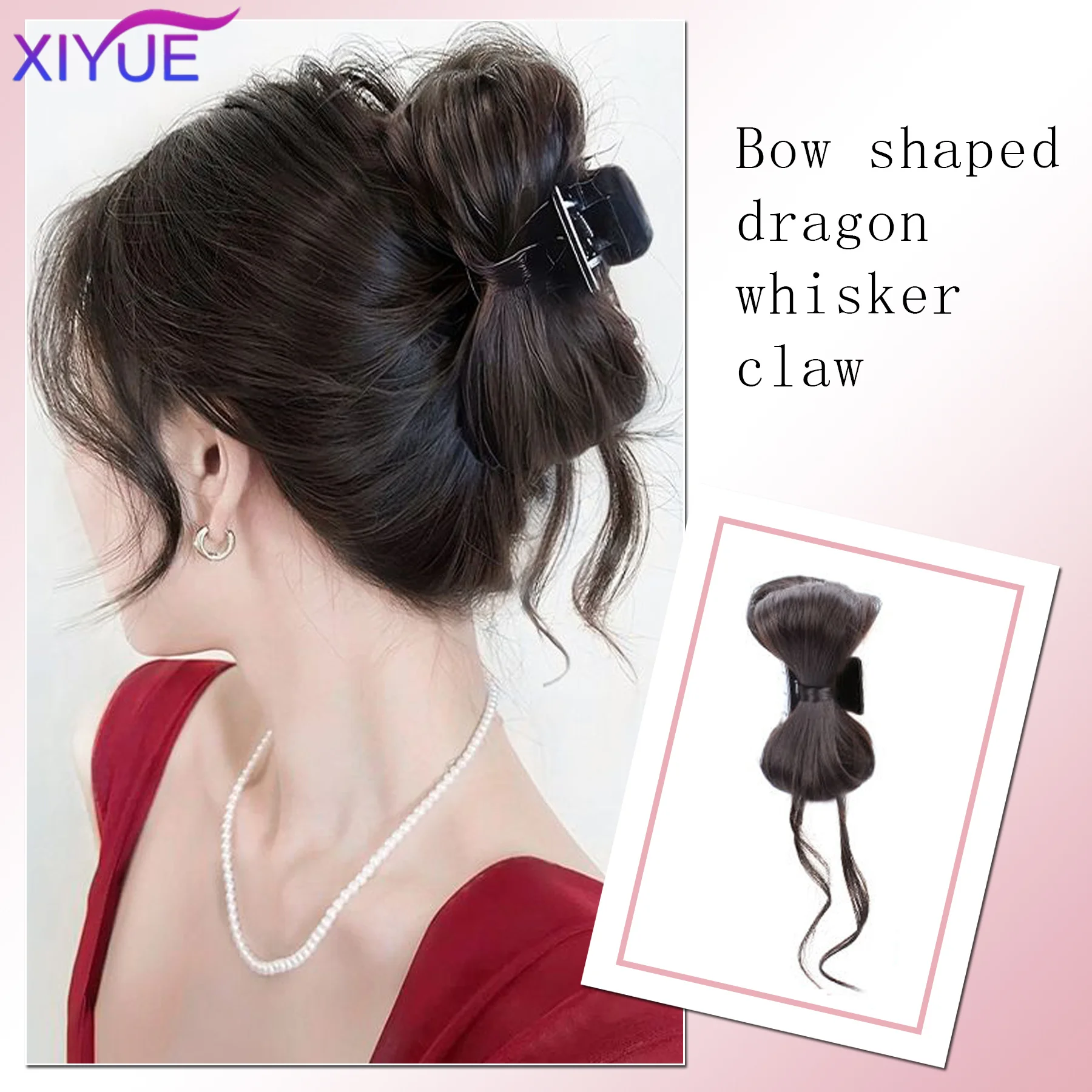 XIYUE  Wig For Women With Claw Clip Shuttlecock Head Lazy Style Korean Fluffy Bun Hair Bag