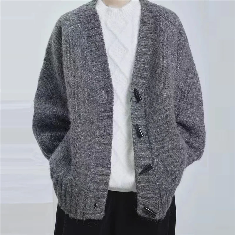 

Loose Fit Autumn Winter New Soft Slimming Sweater Coat Trendy Long Sleeve Ladies' Lazy Style V-Neck Knitted Open Cardigan