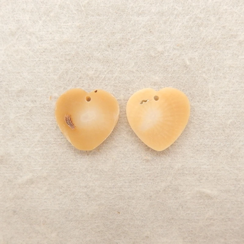 2PCS Coral Heart Bead Pair Indonesian Carved Floral Gemstone Jewelry Components for DIY Accessories 14x14x3mm-1.8g