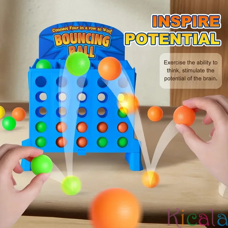 

Children Bounce Game Jumping Ball Tabletop Toy for Kids 4 in a Row Parent-Child Interaction Board Game Educational Gift For Kids