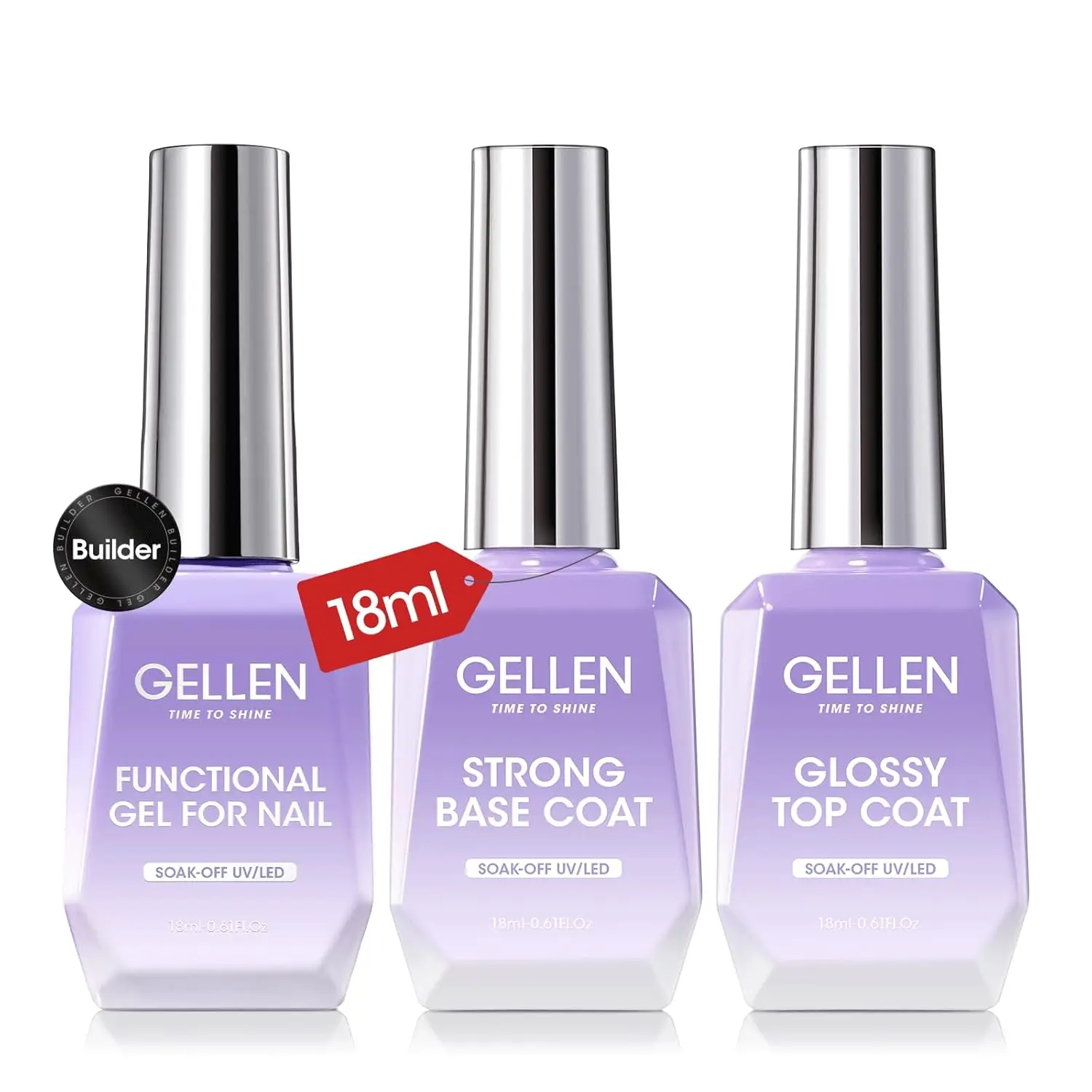 

GELLEN Builder Nail Gel 3Pcs 18ml Top Base Coat Soak Off Extension Gel 3D Sculpting Nail Art Design Professional Salon Manicure