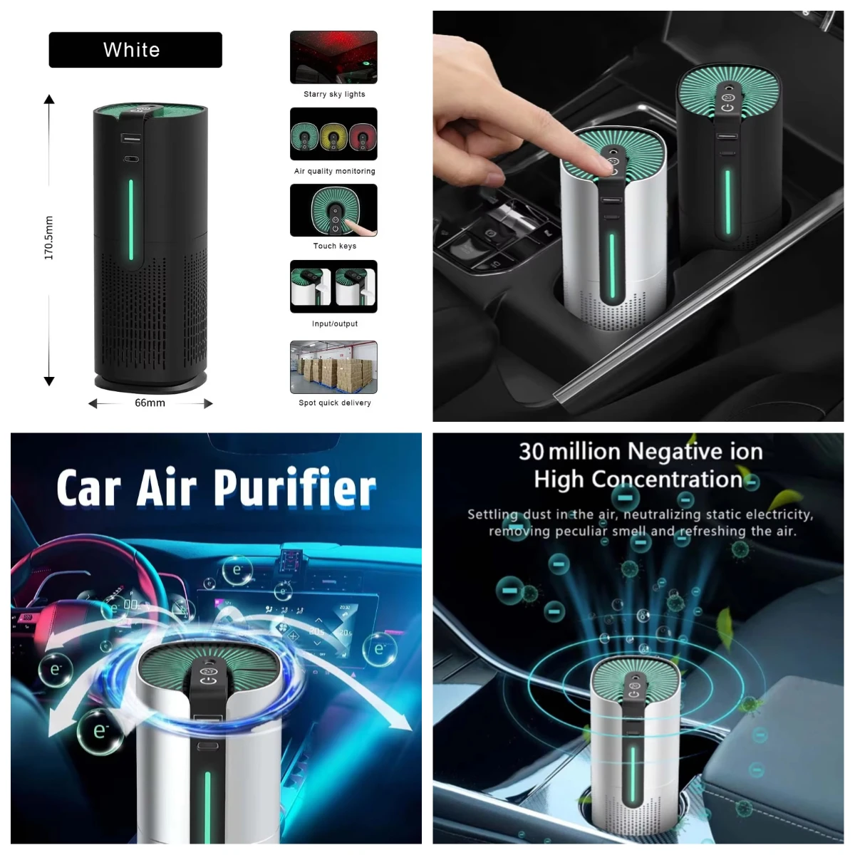 Smart Home Mini Air Purifier with Anion Filtration USB Powered Removes Air Impurities for Car Use
