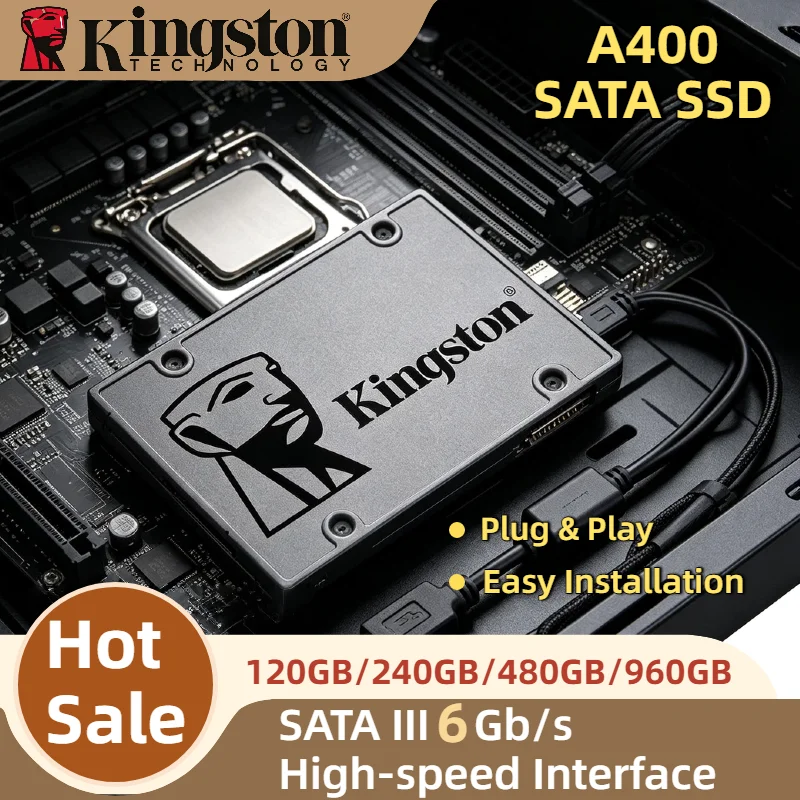 Kingston A400 SSD 960GB 480GB 240GB 120GB SATA III 2.5 Inch Internal Hard Drive Solid State for PC Laptop Storage Pro Max