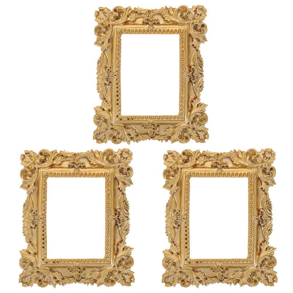 3 Pcs Vintage Picture Frame Photo Ornaments Frames Gold Mini Vintage Photo Frameative Kit Resin Bulk for Display