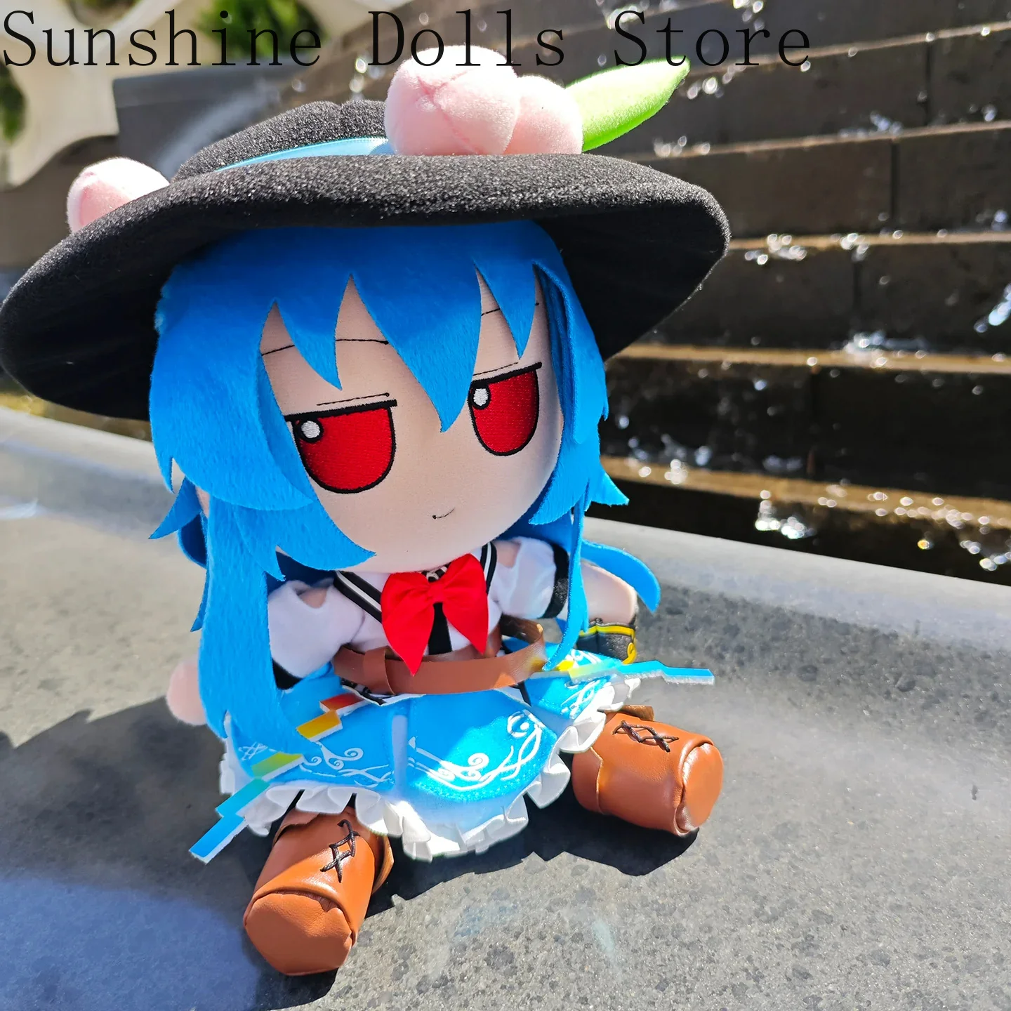 Cute Anime Touhou Project Hinanawi Tenshi Fumo Versions Sitting Posture Cotton Doll Cosplay Pillow Plush Figure Toys Gift 20CM