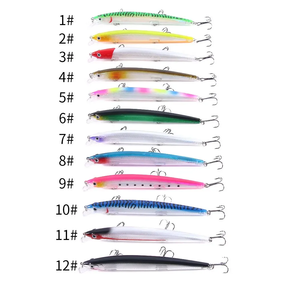 Fishing Lure Bait Long Minnow Far Throw Floating Water Minnow Laser Lure Bait 13.5CM Saltwater Freshwater Fishing Bass Hooks