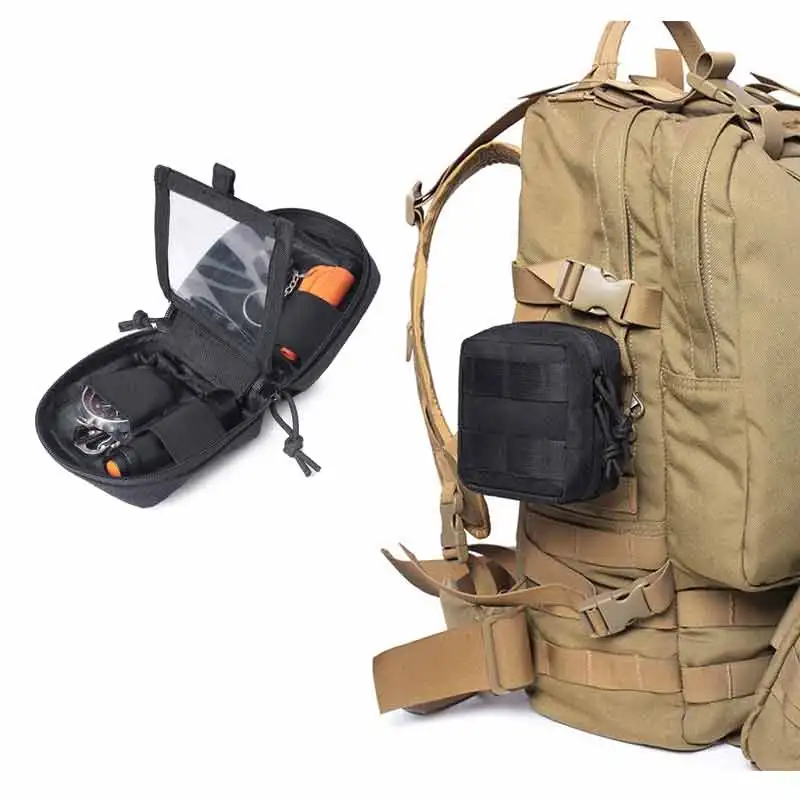 

1ps Small Tactical Molle Pouch Micro Utility Pouch with Removable Clear ID Pocket for Mini Knife Compass Flashlight Card Storage