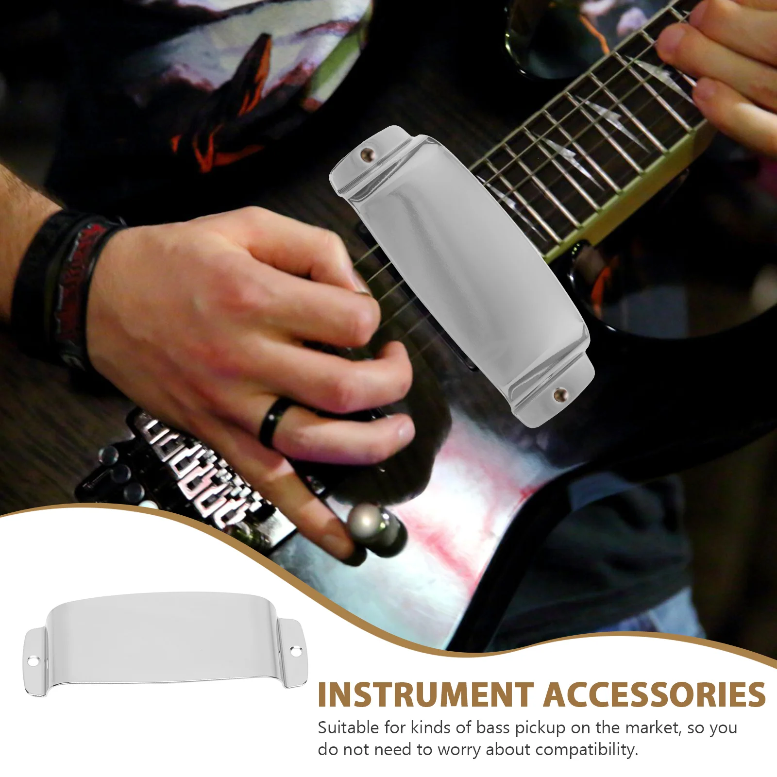 

Bass Pickup Cover Zinc Alloy Durable Protective Musical Instrument Component Compatible Easy Install Clean Sturdy Longlasting