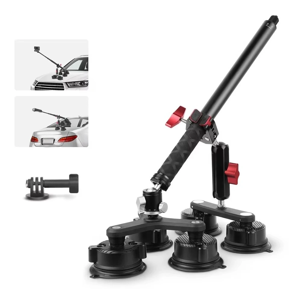 Multi-functional 5 Suction Cups Car Camera Mount With 1.5m Extention Rod Kit for Insta360 DJ Action Camera