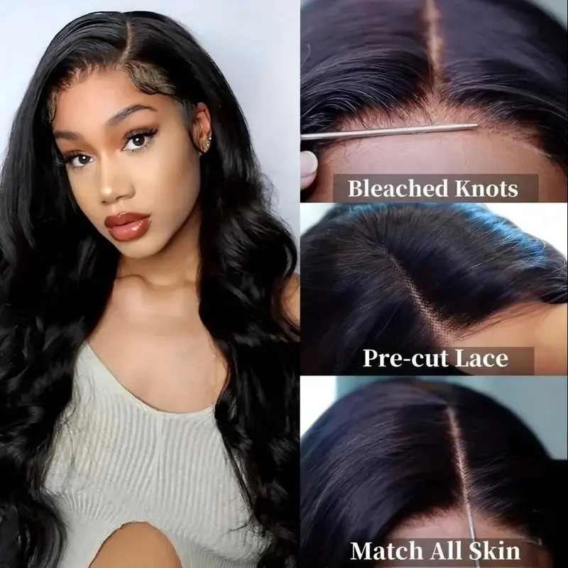 Rosabeauty Prebleached Body Wave 13X6 HD Transparent For Women Lace Frontal Wig 13X4 Front Human Hair Wig Water Wave 250 Density