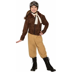 2025 New Arrival Child Fighter Pilot Hero Book Week Fancy Dress Up Girl Amelia the Aviator Halloween Costume