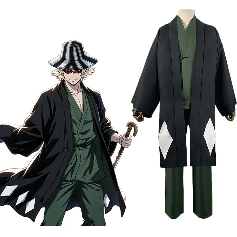 Anime Urahara Kisuke Cosplay Bleach Cosplay Kostüm Erwachsenen Grauer Kimono Hosen Outfit Halloween Karneval Party Kostüm