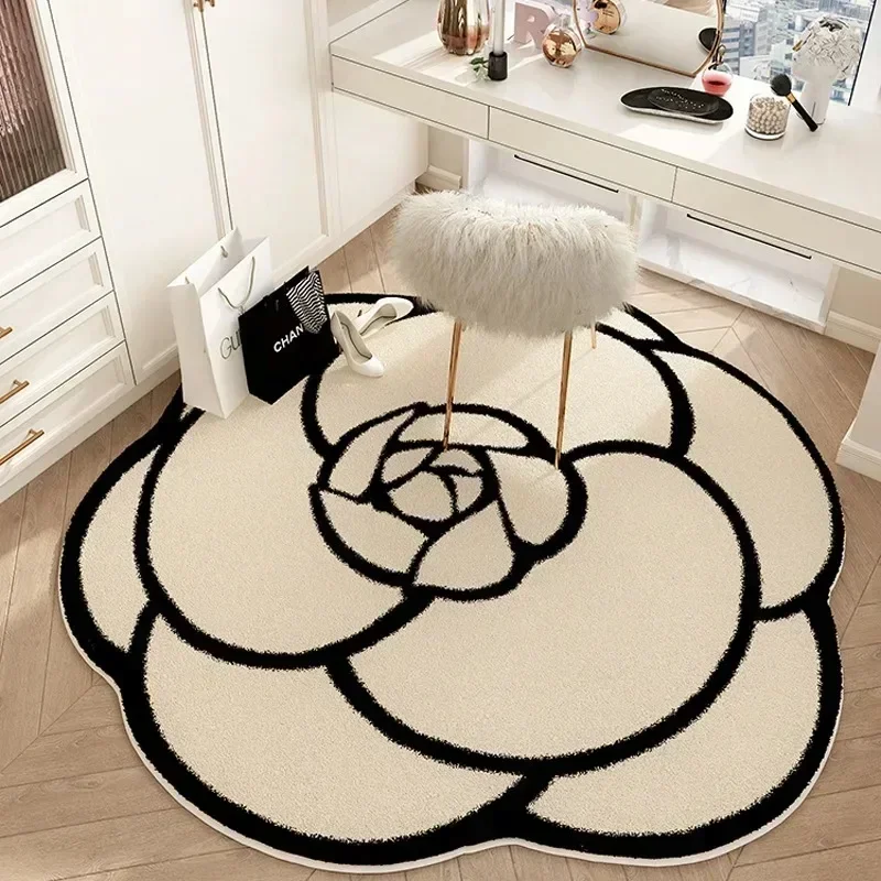 1PC Vintage Camellia Carpet Skin-friendly Bedroom Bedside Blanket Anti-slip Rugs Mat Home Thicken Floor Mat Decorative Doormat