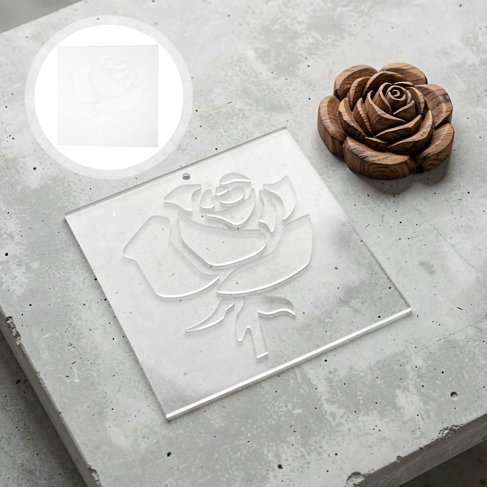 Acrylic Rose Router Template for Woodworking – DIY Floral Carving, Precise Inlay & Pattern Cutting Stencil
