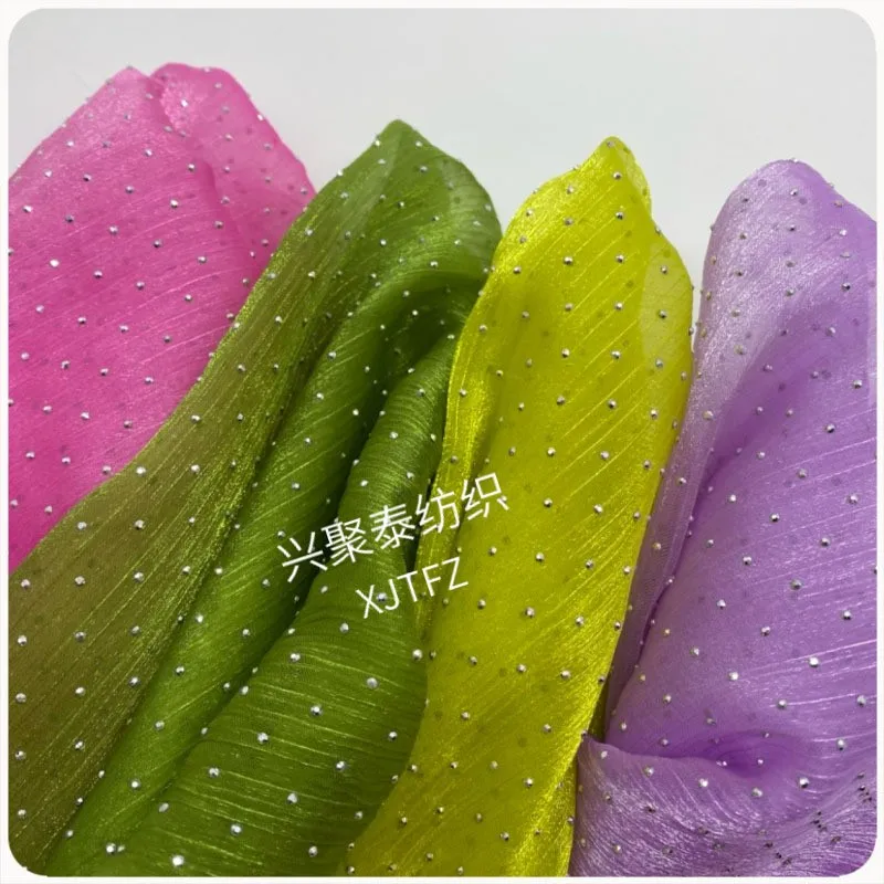 

Glittering ice flower crinkled process fabric light and slightly translucent silk dress Hanfu