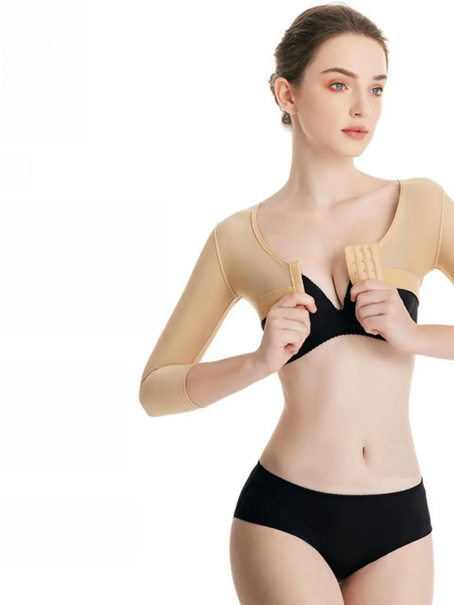 脂肪吸引後アームシェイピングガーメント-強力圧縮スリミングアームスリーブ-サイドコンプレッションボディシェイパー-s3087-ナイロン生地