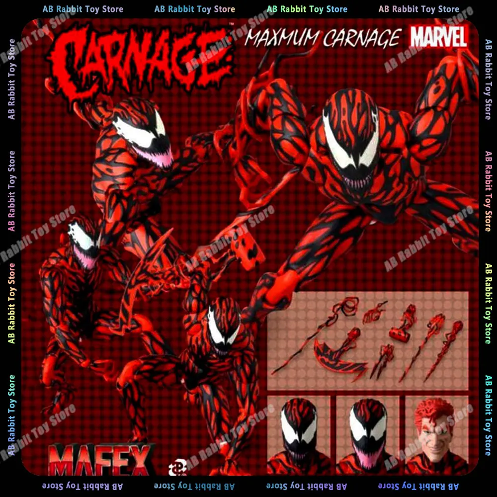 Original Spider Man Action Figures Mafex No.118 Carnage Comic Ver Anime Figure Collection Model Toys Boys Birthday Gift In Stock