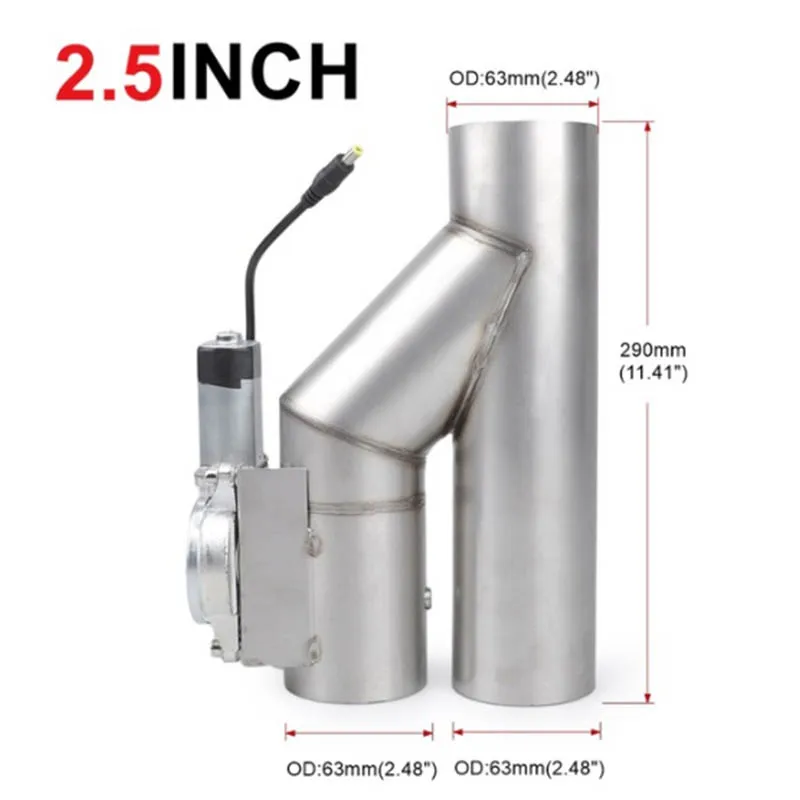 1Pc 2.5\'\' 3\'\' Stainless Steel Exhaust Piping Adjustable Y-shaped Pipe Electric Exhaust Cutout Single Valve Automotive Accessory