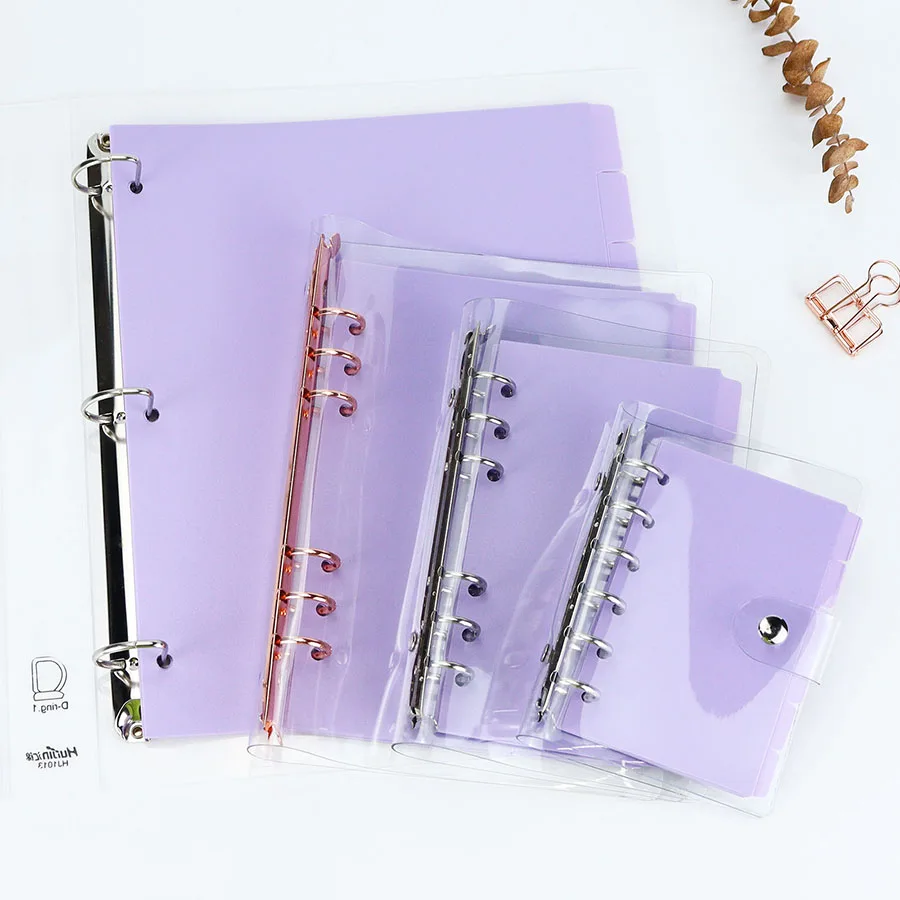 Sharkbang A4/A5/A6/A7 Spiral Binder Index Separator Page Dividers Purple Series 6pcs/8pcs Ring Diary Book Sticker Stationery