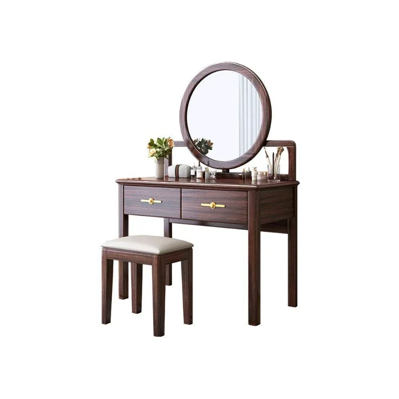 Solid wood dresser bedroom high-end light luxury dresser desk dual-purpose new Chinese ebony craftsmanship