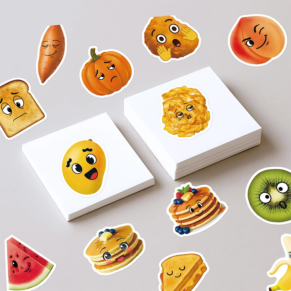 10/30/56pcs Fruit Vegetables Food Meme Stickers Funny Creative Sticker Decoraiton Luggage Stationery Phone Graffiti Decals Pack