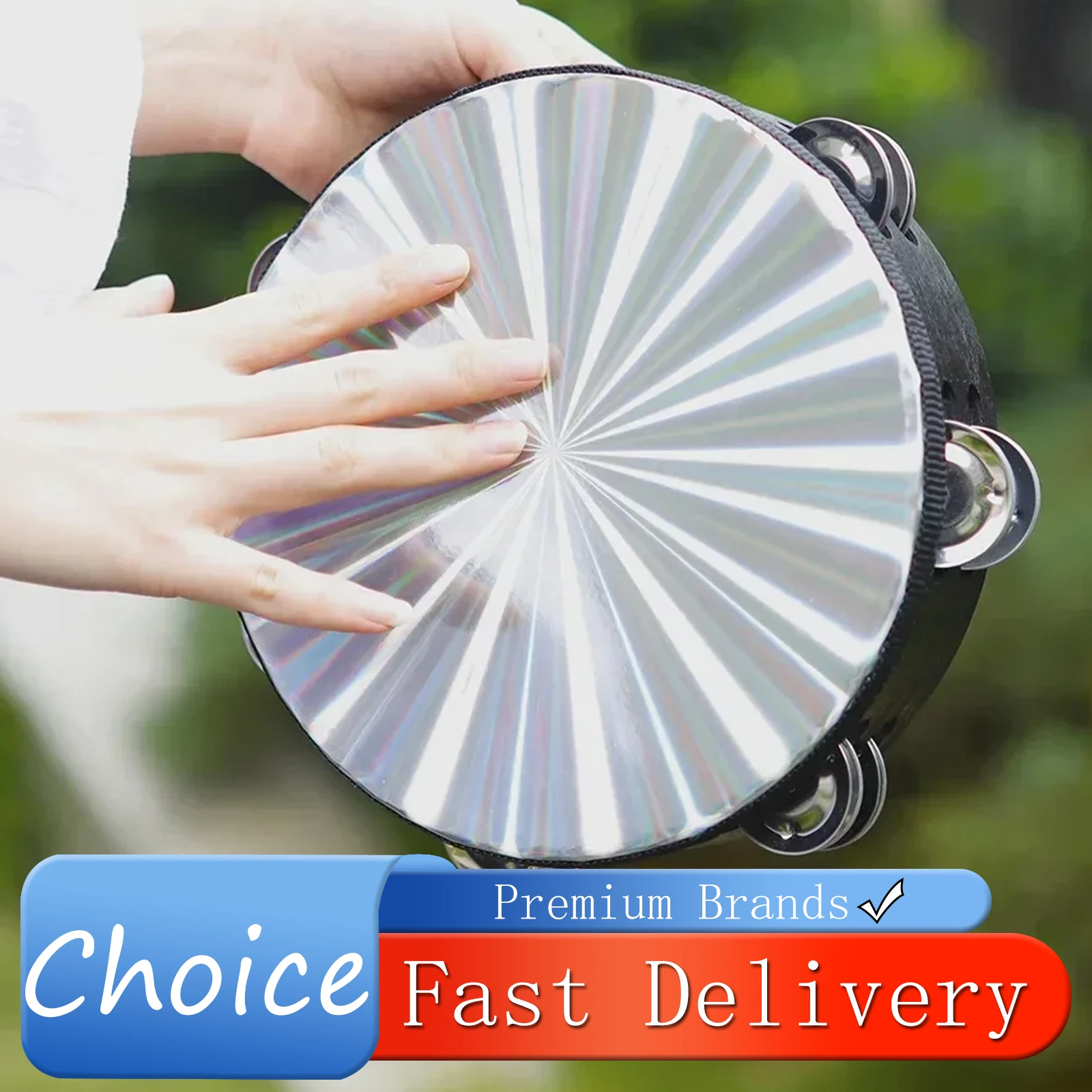 

IRIN Orff 8 Inch Tambourine Laser Drums Percussion Instrument for KTV Party Jingle Bell Hand Rattle Drum Children's Music Gifts