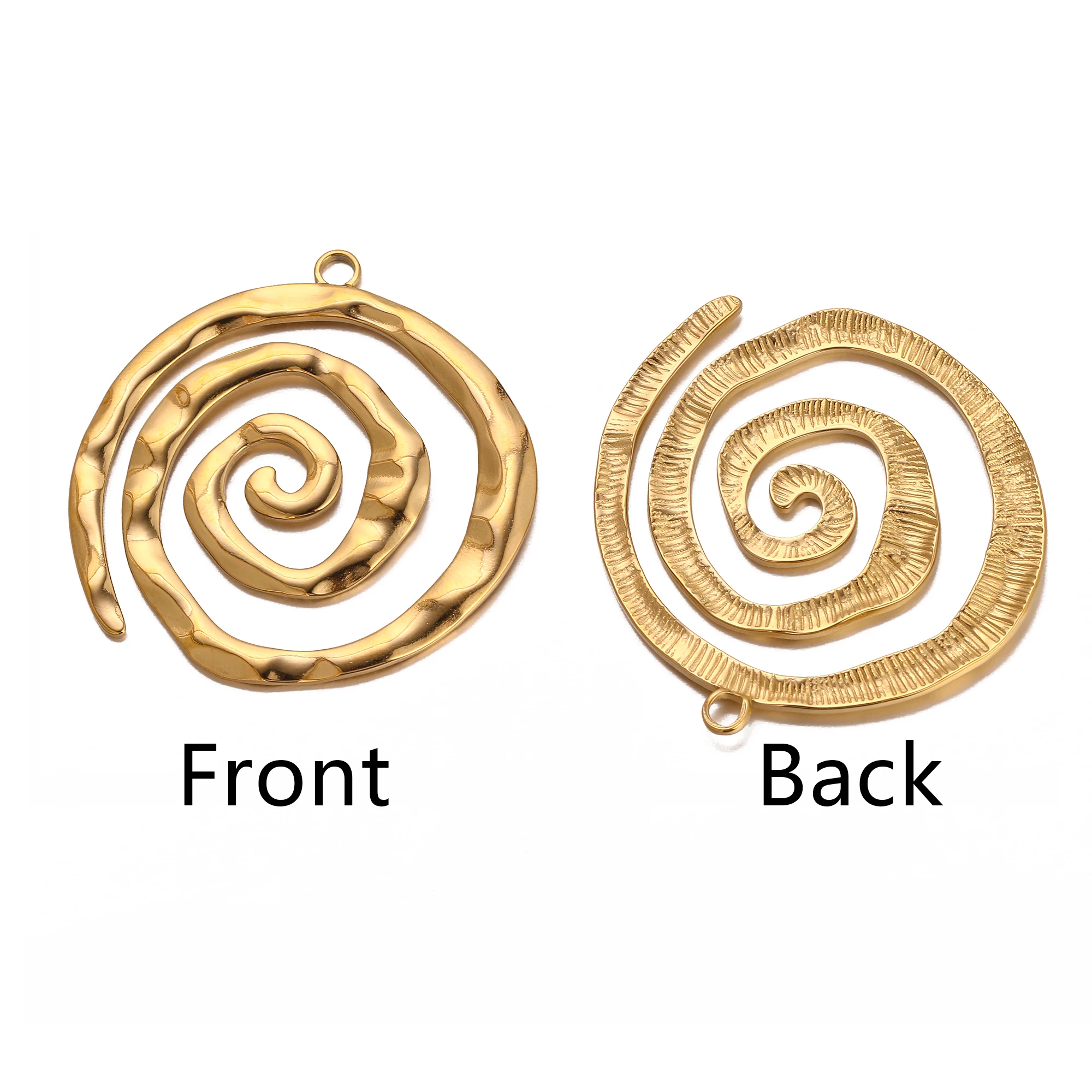 Dijes de acero inoxidable con patrón de espiral, 3 piezas, Color dorado en relieve, collar, pendientes, accesorios para hacer joyas hechas a mano