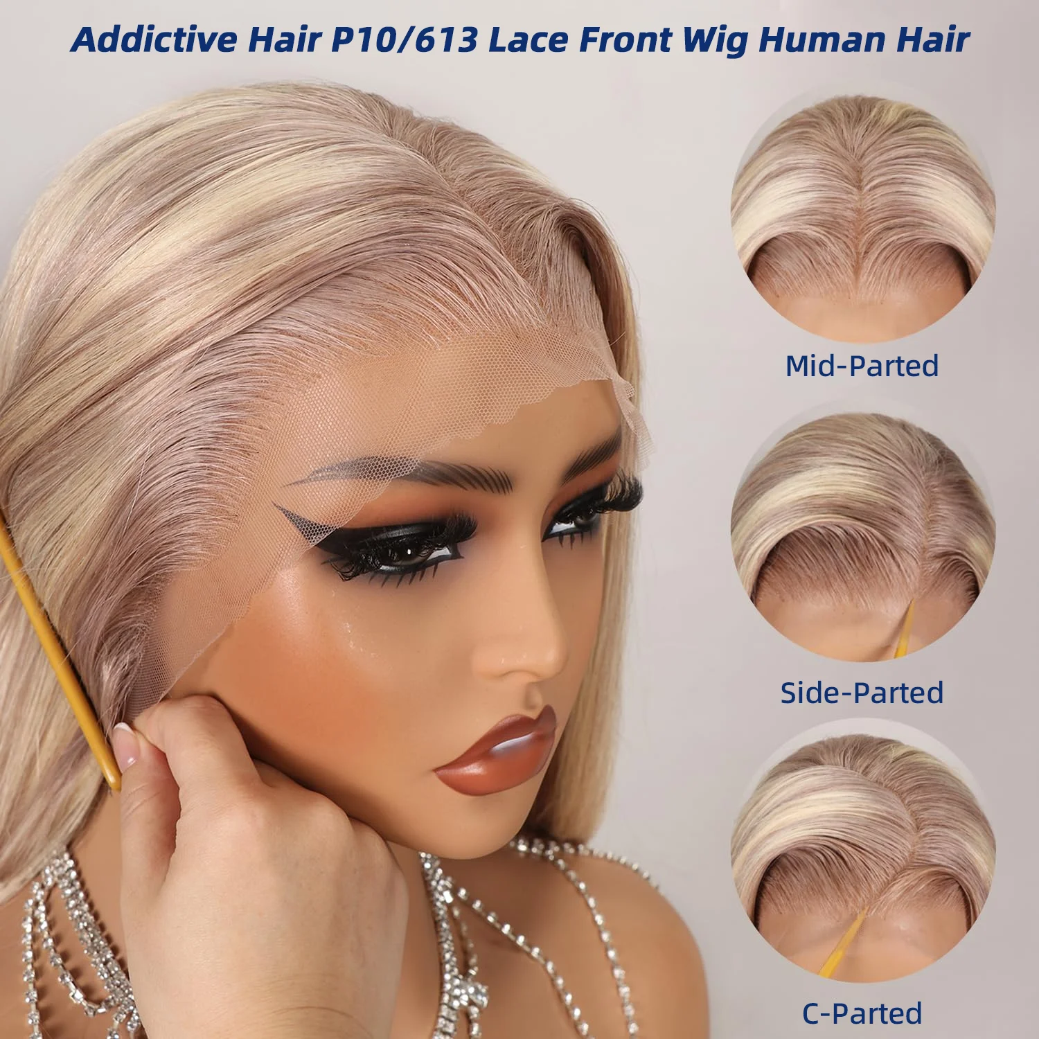 P10/613 Blonde Highlight Straight HD Lace Front Human Hair Wig Preplucked 13x4 13x6 Lace Frontal Wigs 200 Density for Women