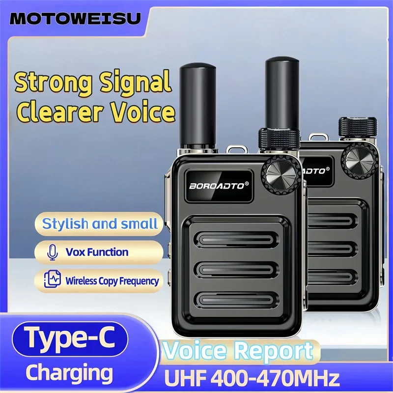 

Рации 2026, 2 шт., дальнего действия, беспроводные, с функцией копирования частоты, UHF 400-470 МГц, 16 каналов, портативные, для кемпинга, походов, отелей