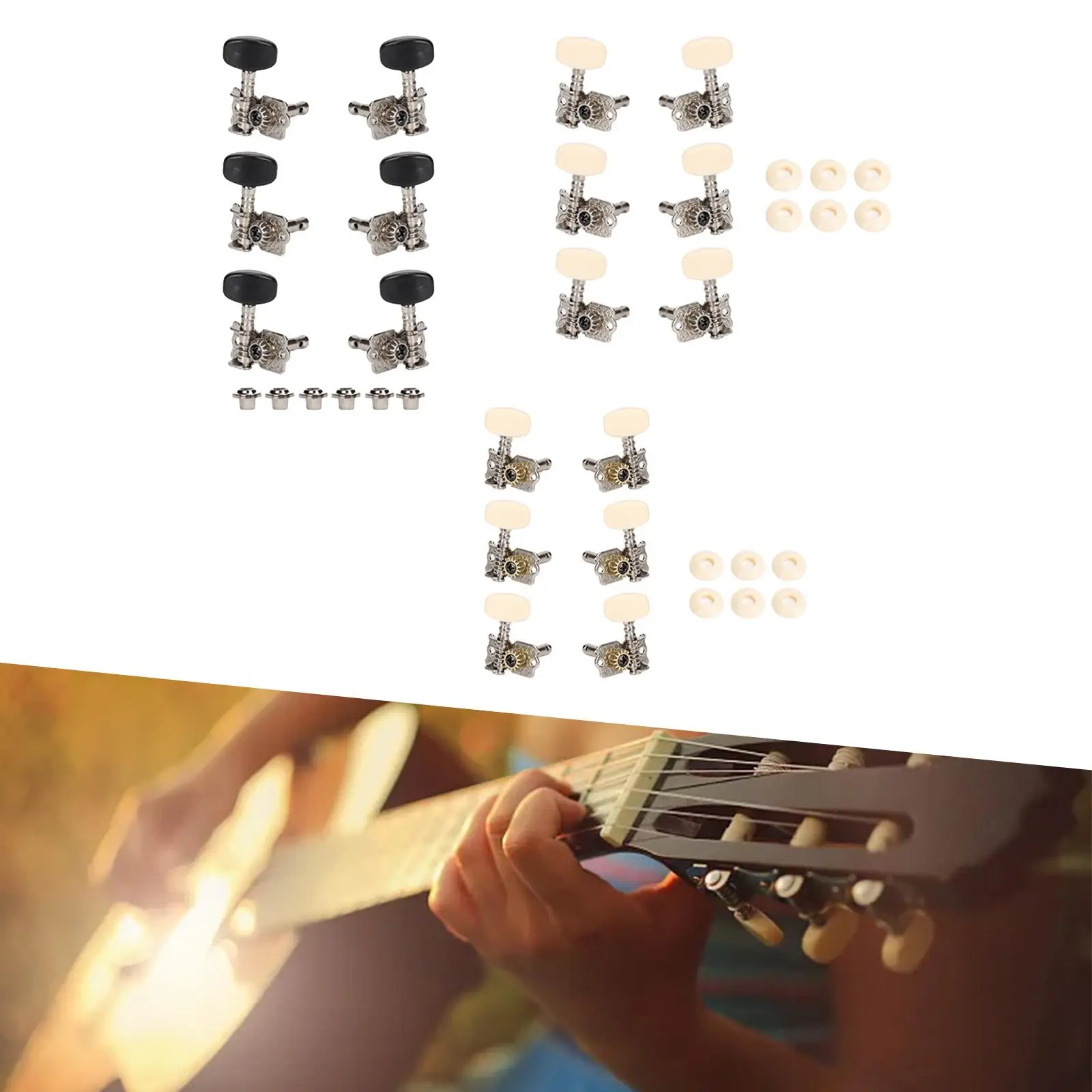 Set of Tuning Pegs for Electric Folk Guitar with 3L3R Configuration