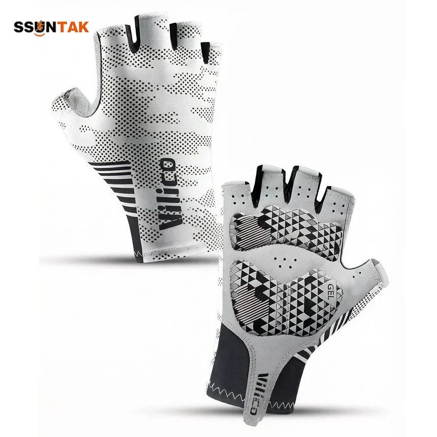 

SSUNTAK Cycling Gloves Fingerless Breathable Shock-absorption MTB Road Bike Gloves for Men Women Outdoor Sports Fitness Bike