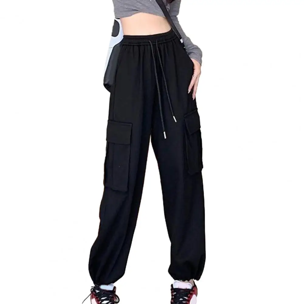 

Women Pants Wide Leg Straight Loose Drawstring High Waist Hip Hop Multi Pockets Cargo Trousers korean autumn clothes