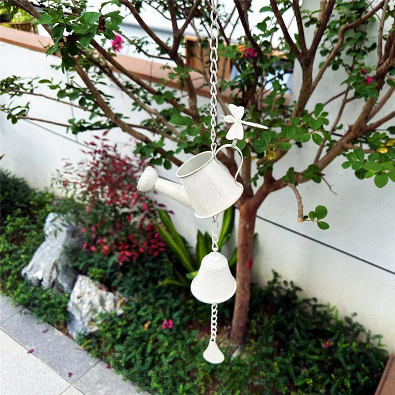 A57X-American Retro Old Cast Iron Kettle Wind Chimes Garden Courtyard Hanging Crafts Outdoor Ornaments Decoration