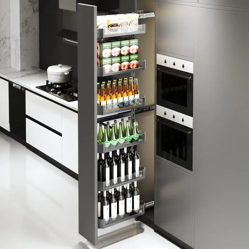 #High cabinet pull basket extremely narrow kitchen big monster snack cabinet storage rack high deep crack narrowcabinet refriger