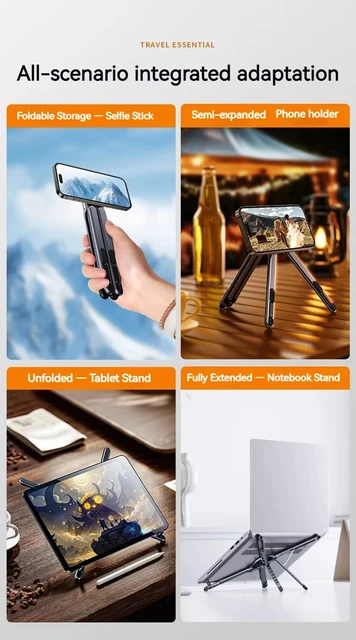 Foldable Magnetic Laptop Stand Aluminum Alloy Portable Adjustable Stand Heat Dissipation Holder Supports Phone Tablet Notebook 3