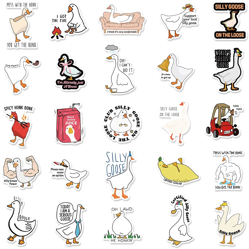 

10/50PCS Silly Goose Funny Meme Cartoon Creative Decorative Stickers Doodle Refrigerator Book Glasses Box DIY Toy Stickers Decal