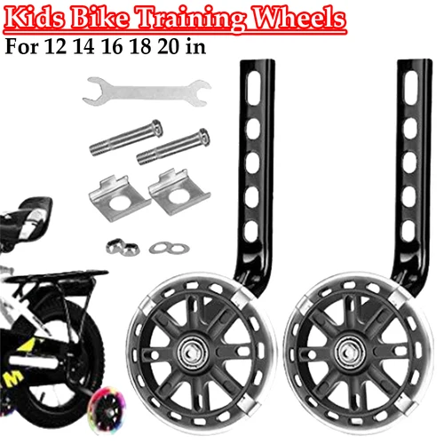Imagen 2 del producto Rueda auxiliar de bicicleta para niños, rueda silenciosa de Flash para cochecito de 12/14/16/18/20/22 pulgadas, rueda lateral pequeña de equilibrio