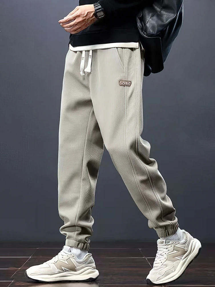 Men Casual Loose Drawstring Joggers Pants Sport Walking Cotton Sweatpants Vintage Streetwear Ankle-Length Harem Trousers