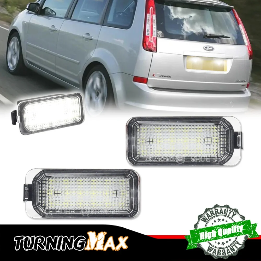 Car LED License Plate Number Lights For Ford EcoSport Mondeo Edge Kuga Fiesta Focus B-Max S-MAX C-MAX Explorer For Jaguar XF XJ
