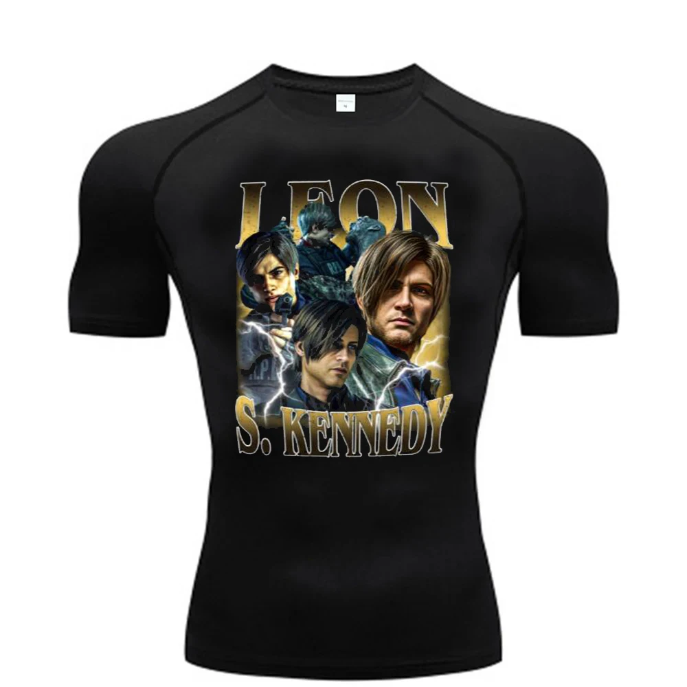 Leon Kennedy t-shirt compression shirt Fitness harajuku streetwear cheap y2k Retro japan cute scene  2000s