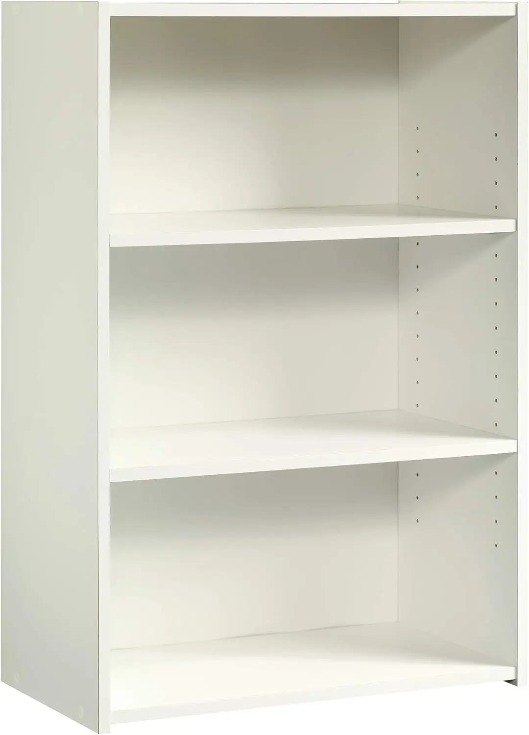 Adjustable 3-Shelf Bookcase in Soft White Finish, Engineered Wood Construction