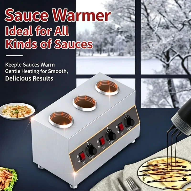 Commercial Sauce Insulation Machine 4 Bottles Sauce Warmer for Ketchup Salad Dressing Chocolate Jam Electric Heater
