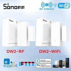 SONOFF-DW2 WiFi Porta de segurança sem fio e janela Sensor, Detector de alarme, 433MHz, RF Smart Scene, EWeLink App remoto, Smart Home Security