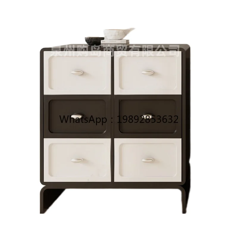 LYY الحد الأدنى البيانو ورنيش ستة أدراج خشب متين مدخل خزانة متعددة الوظائف خزانة جانبية التخزين المنظم #5