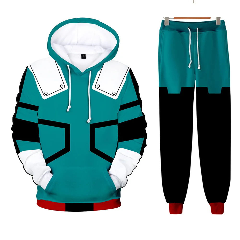 My Hero Academia Midoriya Izuku All Might Cosplay Costume School Uniform Boku No Hero Academia 3D Print Mens Hoodies Set