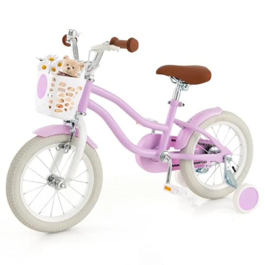 

12 14 16 18 Inch Bike for Girls Boys Aged 3-8 Years Old with Training Wheels Hand Coaster Brakes Adjustable Saddle Handlebar Ba