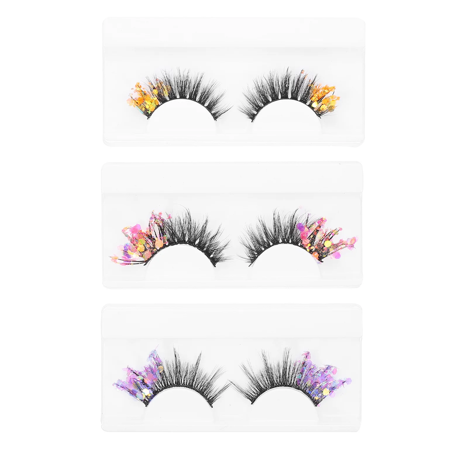 3 ペアつけまつげグリッターカラーまつげ蛍光 3D ナチュラルルック感謝祭の日人工まつげ