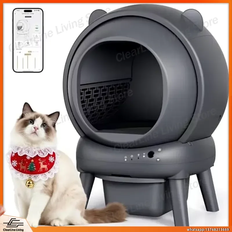 Fully Enclosed Oversized Cat Litter Box with UV Sterilization Splash Proof Easy Clean Plastic Self Cleaning Automatic Cat
