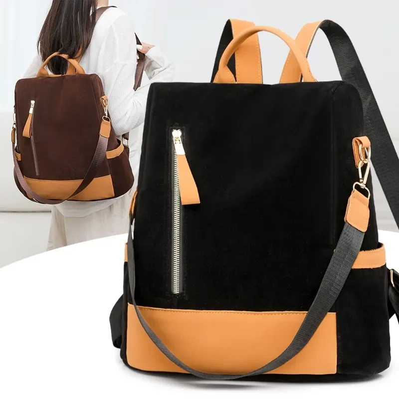 Solid Color Casual Zipper Pu Interior Compartment Sewing Thread Fashion Backpacks Large Capacity2024 High Quality Bags for Women